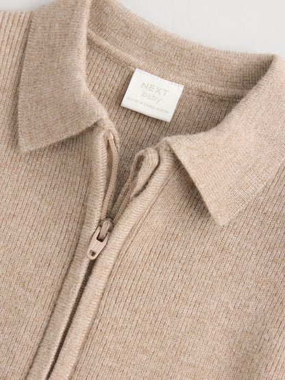 Tan Brown Zip front knitted Shacket (0mths-2yrs) - image 4