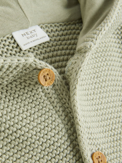 Sage Green Knitted Baby Cardigan (0mths-2yrs)