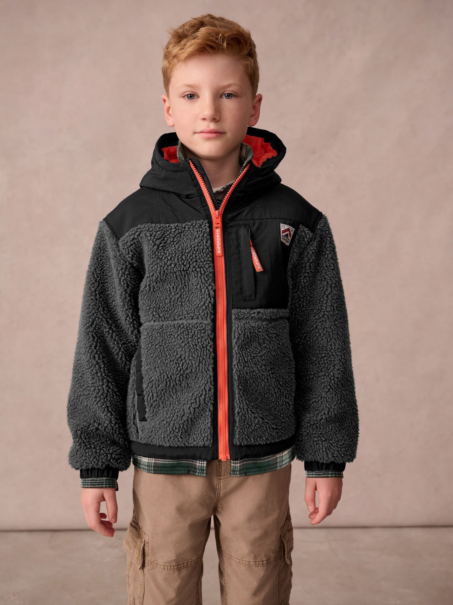 Dsiney Kidz - Superdry Black Borg Zip Through Jacket image 1