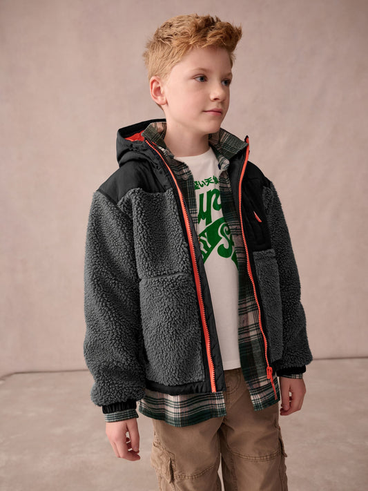 Dsiney Kidz - Superdry Black Borg Zip Through Jacket image 2