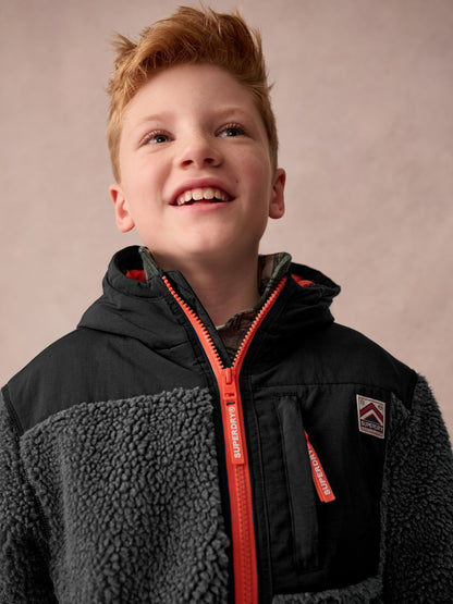 Dsiney Kidz - Superdry Black Borg Zip Through Jacket image 4
