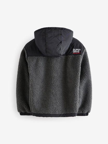 Dsiney Kidz - Superdry Black Borg Zip Through Jacket image 8