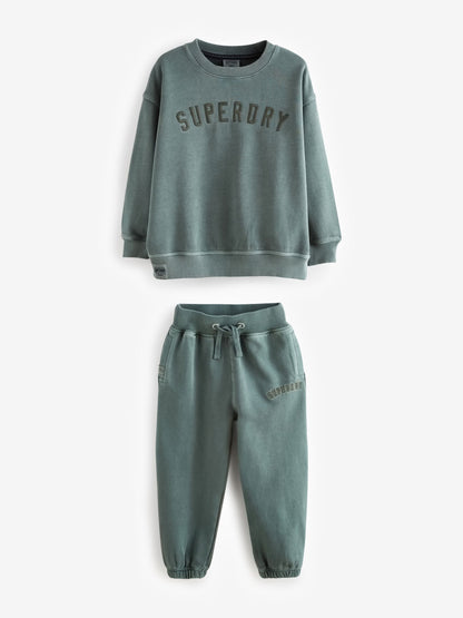 Dsiney Kidz - Superdry Dark Green Sweat Top & Joggers Set image 6
