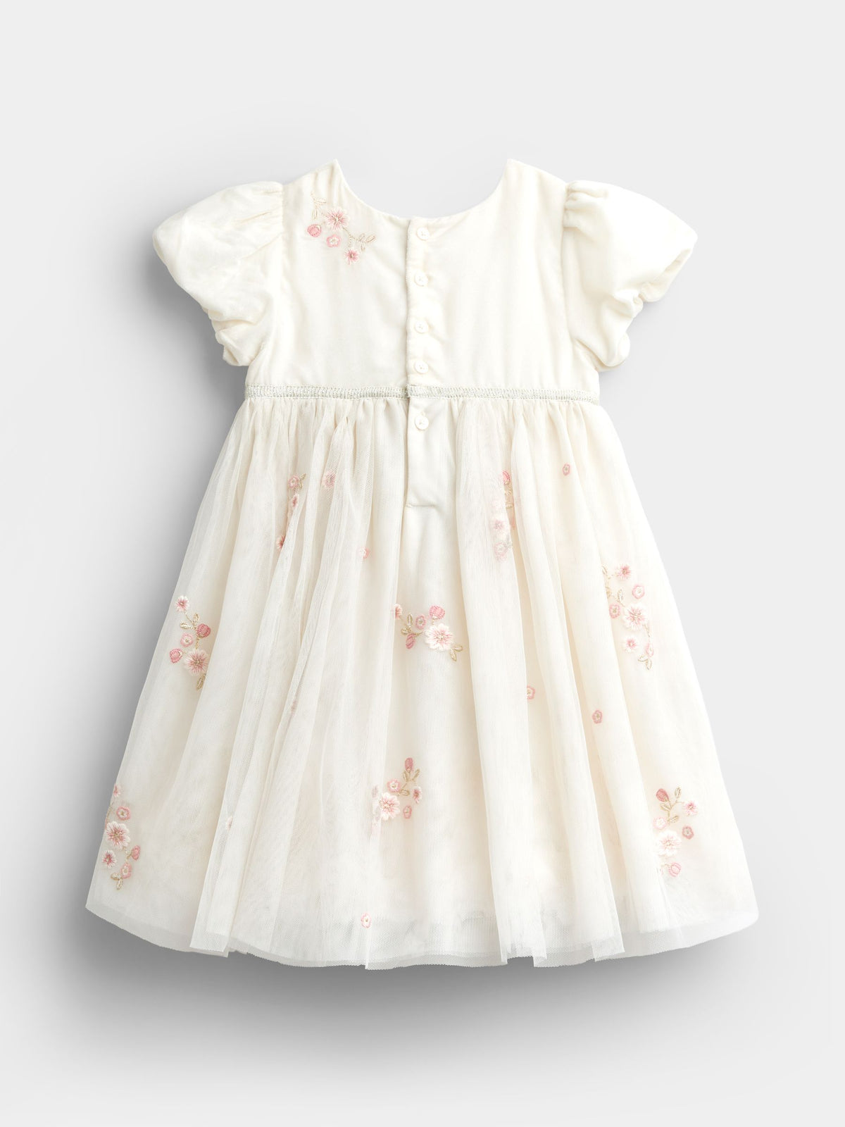 JoJo Maman Bébé Cream Wildflower Embroidered Velvet & Tulle Party Dress - image 2