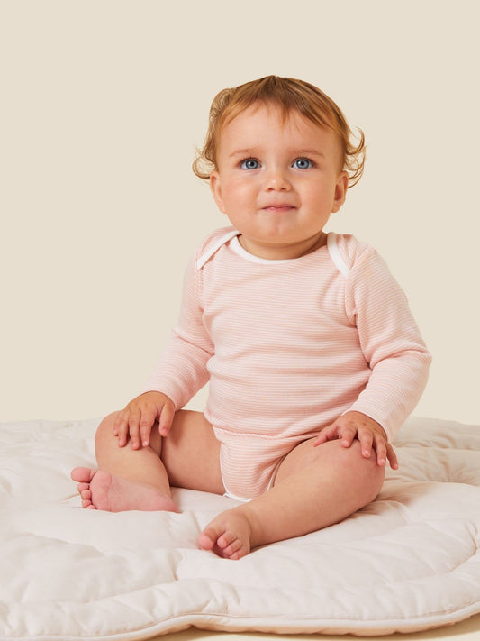 Disney Kidz - MORI Pink Stripe Long Sleeve Envelope Neckline Bodysuit image 1