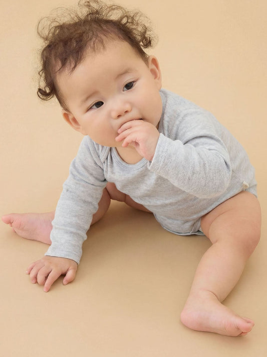 Dsiney Kidz - MORI Grey Long Sleeve Envelope Neckline Bodysuit image 1