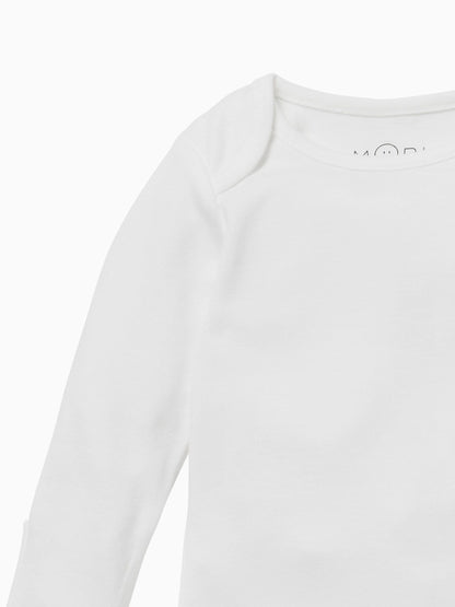 Dsiney Kidz - MORI White Long Sleeve Envelope Neckline Bodysuit image 5