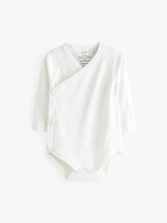 Dsiney Kidz - MORI White Long Sleeve Supersoft Kimono Bodysuit image 2