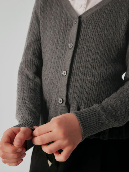 Dsiney Kidz - Clarks Grey Cable Knit Frill School Cardigan image 4