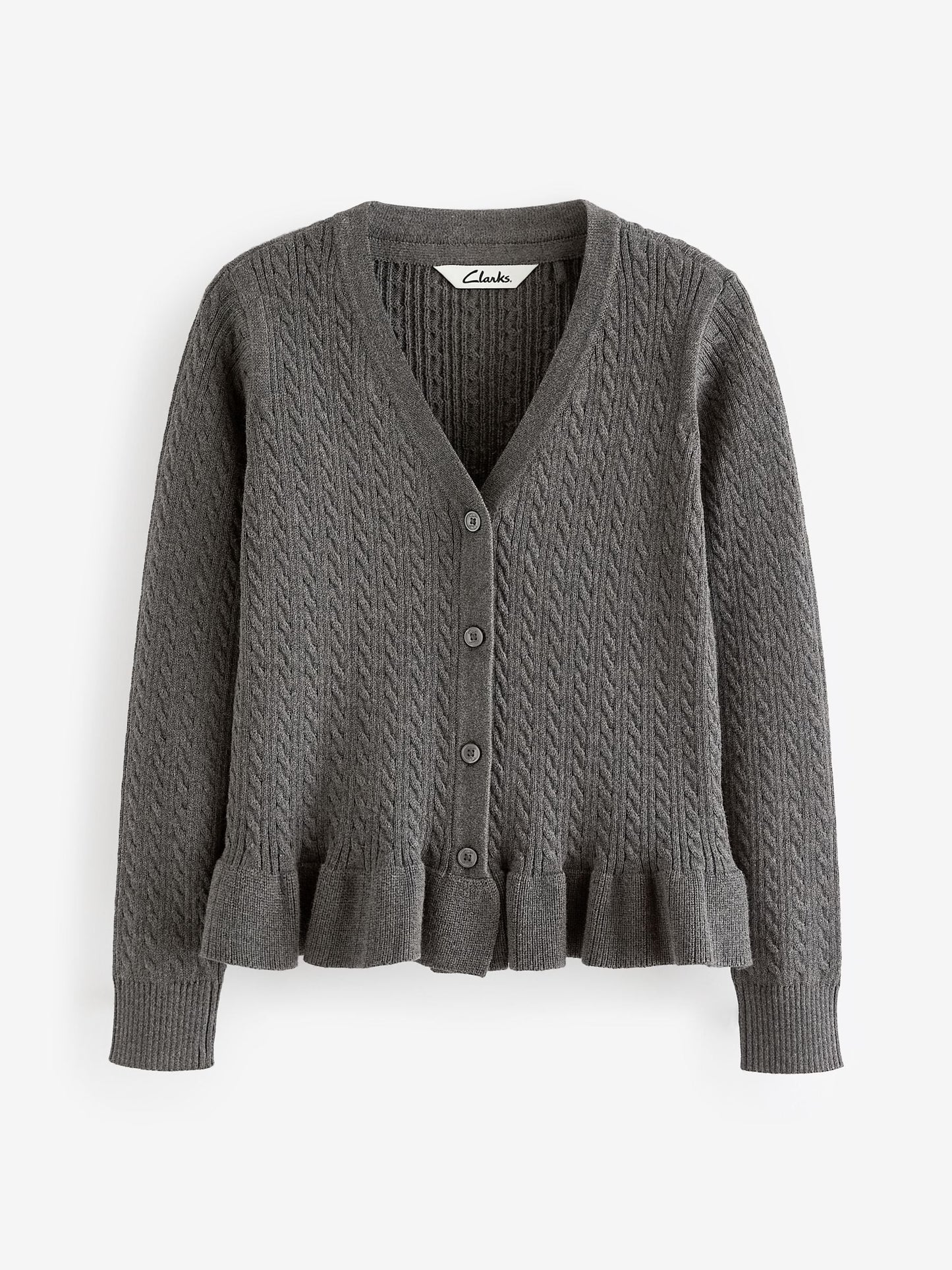 Dsiney Kidz - Clarks Grey Cable Knit Frill School Cardigan image 5