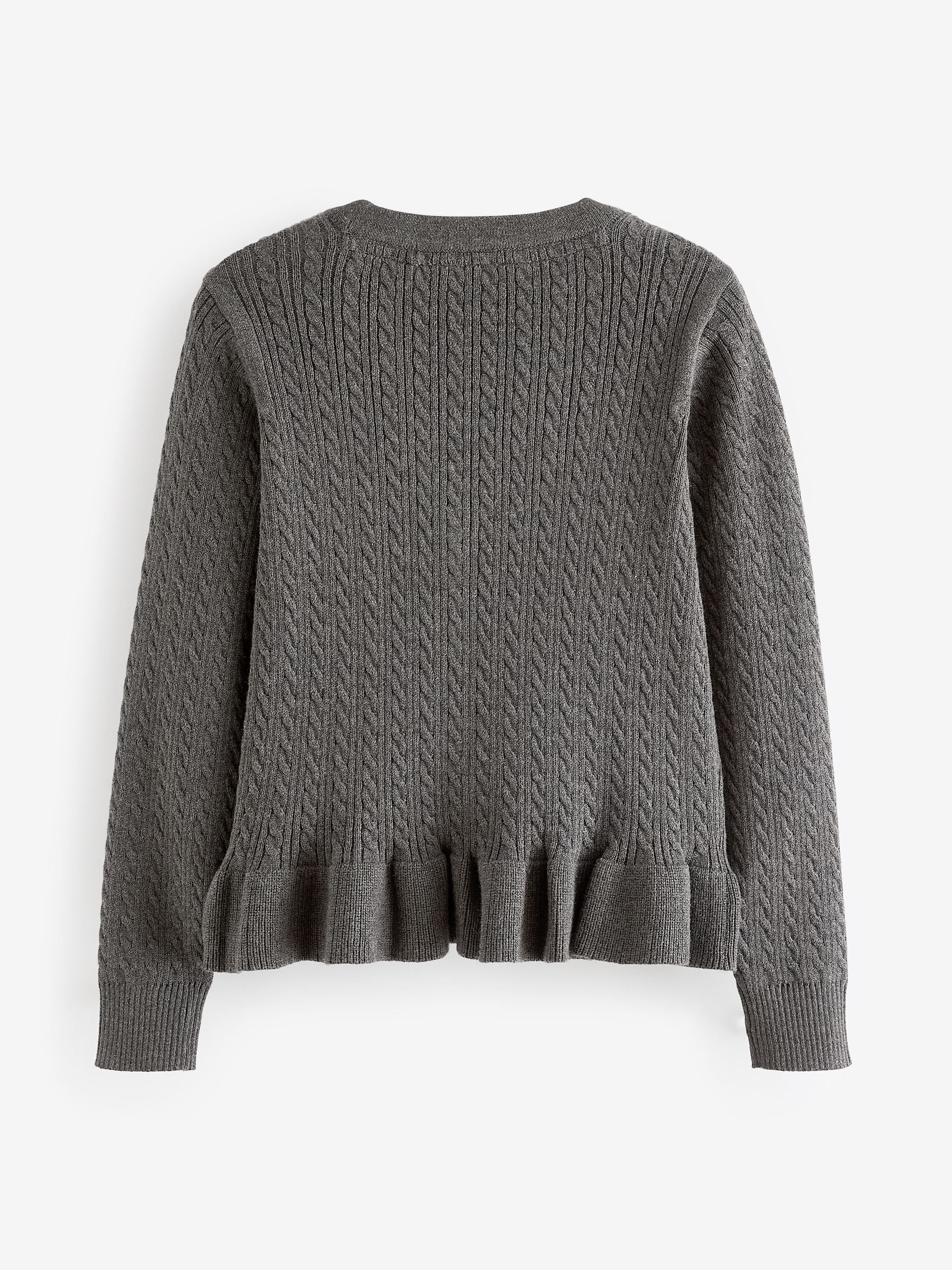 Dsiney Kidz - Clarks Grey Cable Knit Frill School Cardigan image 6