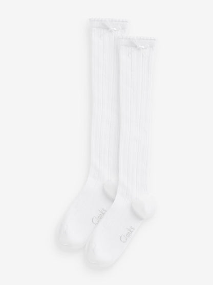 Clarks Off White Knee High School Socks 2 Pack image 1