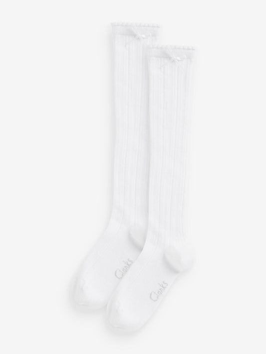 Clarks Off White Knee High School Socks 2 Pack image 1