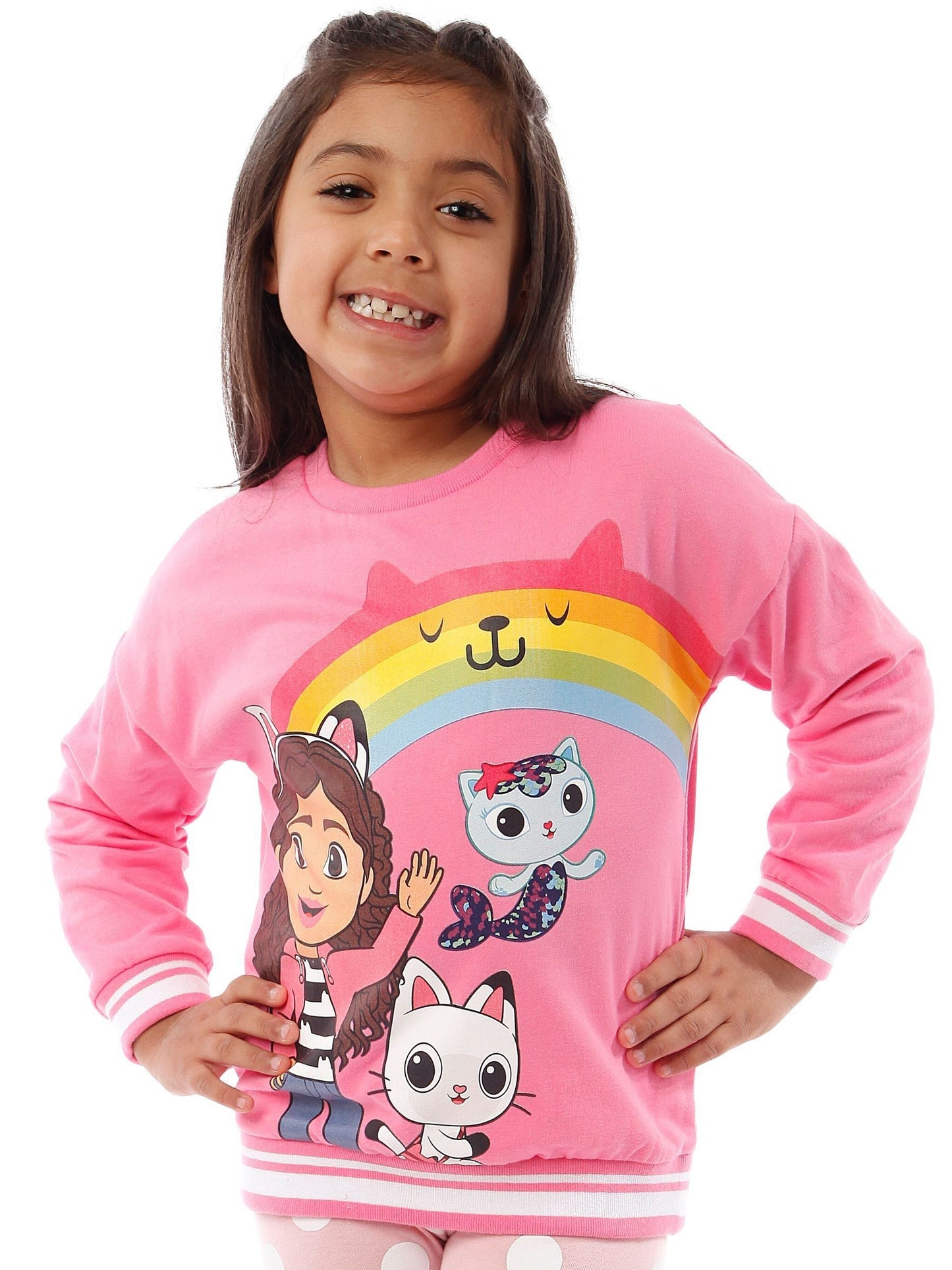 Character Pink 100% Cotton Gabby's Dollhouse Sweatshirt and Leggings Set image 6
