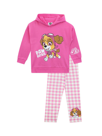 Character Pink Girls Paw Patrol Skye 100% Cotton Hoodie and Leggings Set image 1