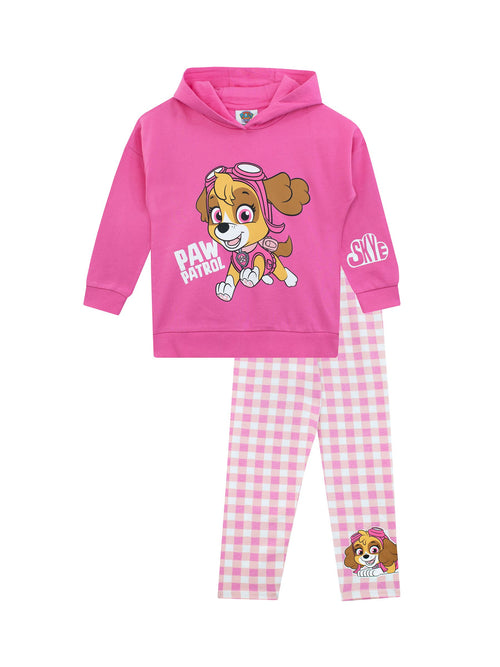 Character Pink Girls Paw Patrol Skye 100% Cotton Hoodie and Leggings Set image 1