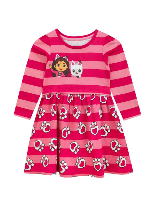 Character Pink Gabbys Dollhouse 100% Cotton Stripe Dress image 1