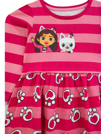 Character Pink Gabbys Dollhouse 100% Cotton Stripe Dress image 3