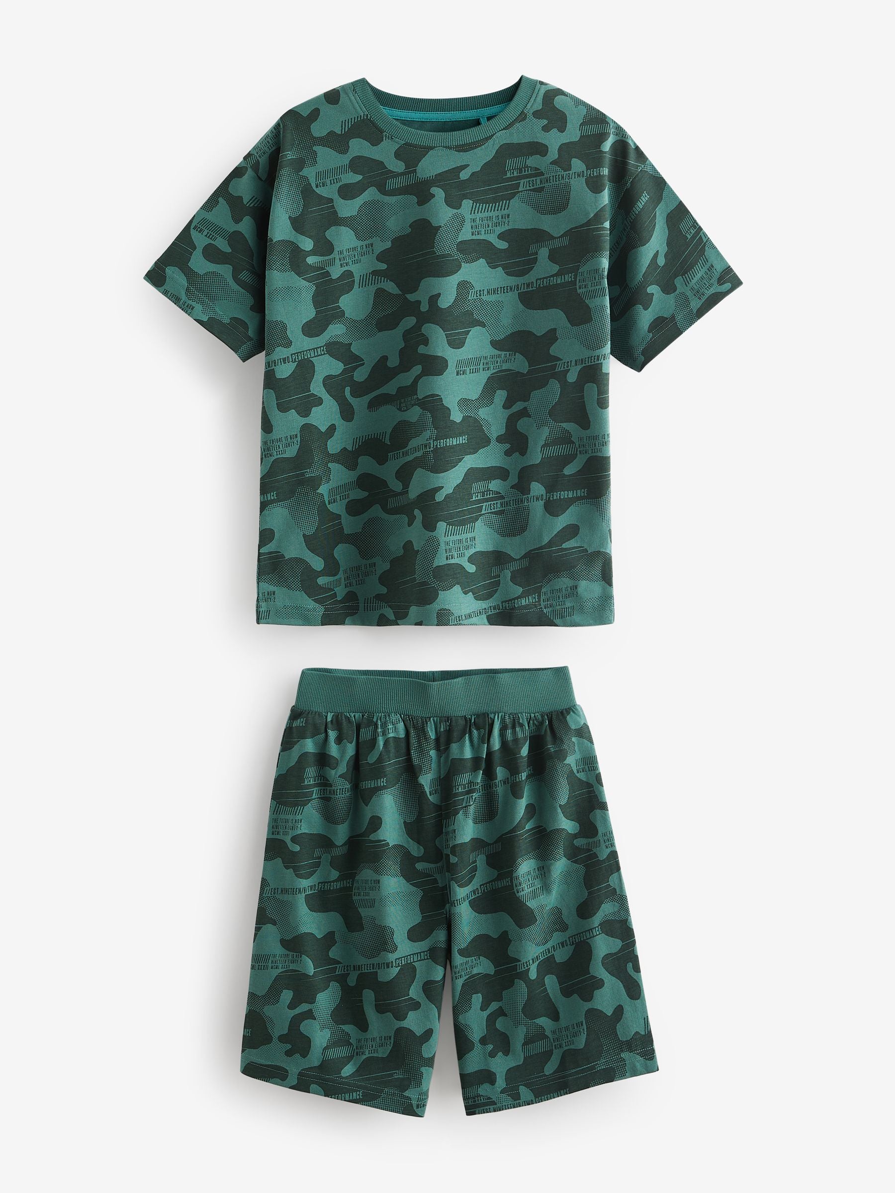 Blue/Grey/Green Camouflage Short Pyjamas 3 Pack (3-16yrs) image 4