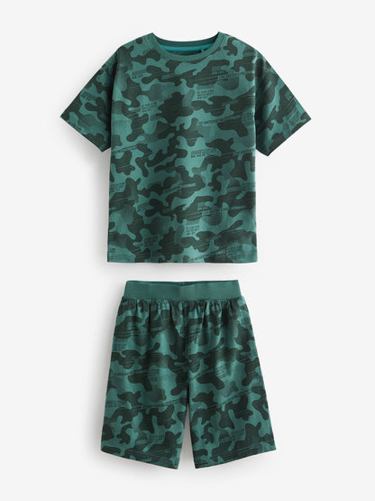Blue/Grey/Green Camouflage Short Pyjamas 3 Pack (3-16yrs) image 4