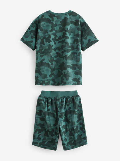 Blue/Grey/Green Camouflage Short Pyjamas 3 Pack (3-16yrs) image 5