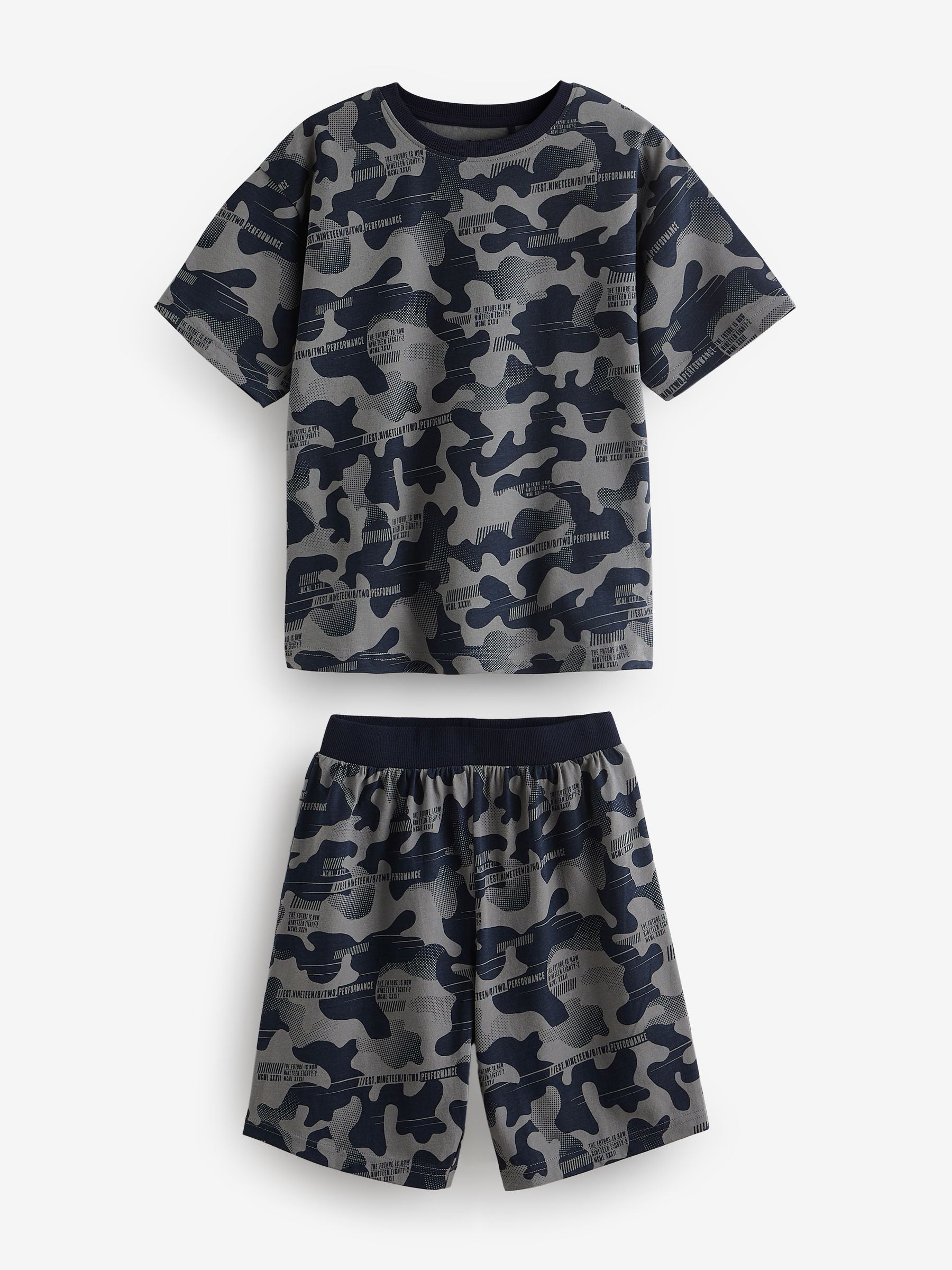 Blue/Grey/Green Camouflage Short Pyjamas 3 Pack (3-16yrs) image 6