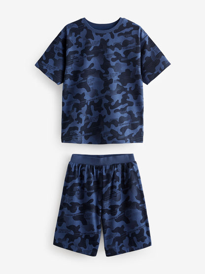 Blue/Grey/Green Camouflage Short Pyjamas 3 Pack (3-16yrs) image 7