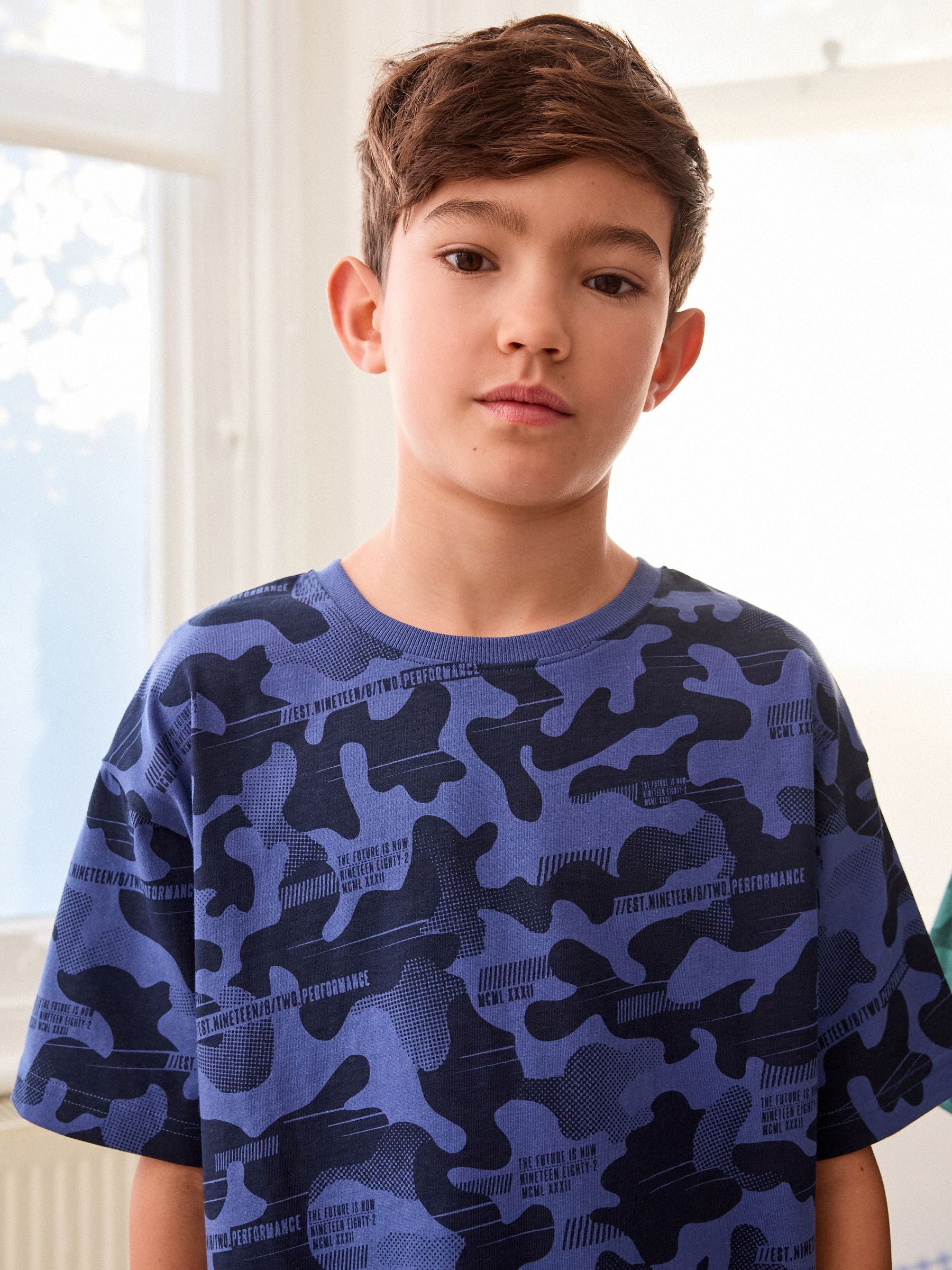 Blue/Grey/Green Camouflage Short Pyjamas 3 Pack (3-16yrs) image 8