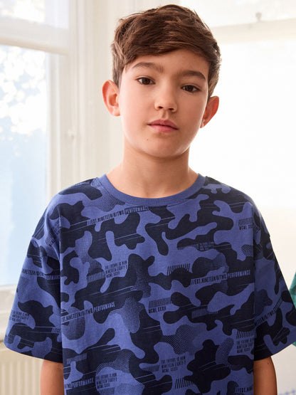 Blue/Grey/Green Camouflage Short Pyjamas 3 Pack (3-16yrs) image 8