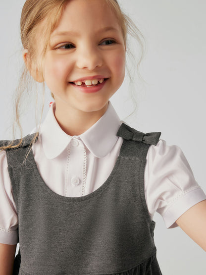Clarks Grey Girls Frill Ponte School Pinafore Dress image 5