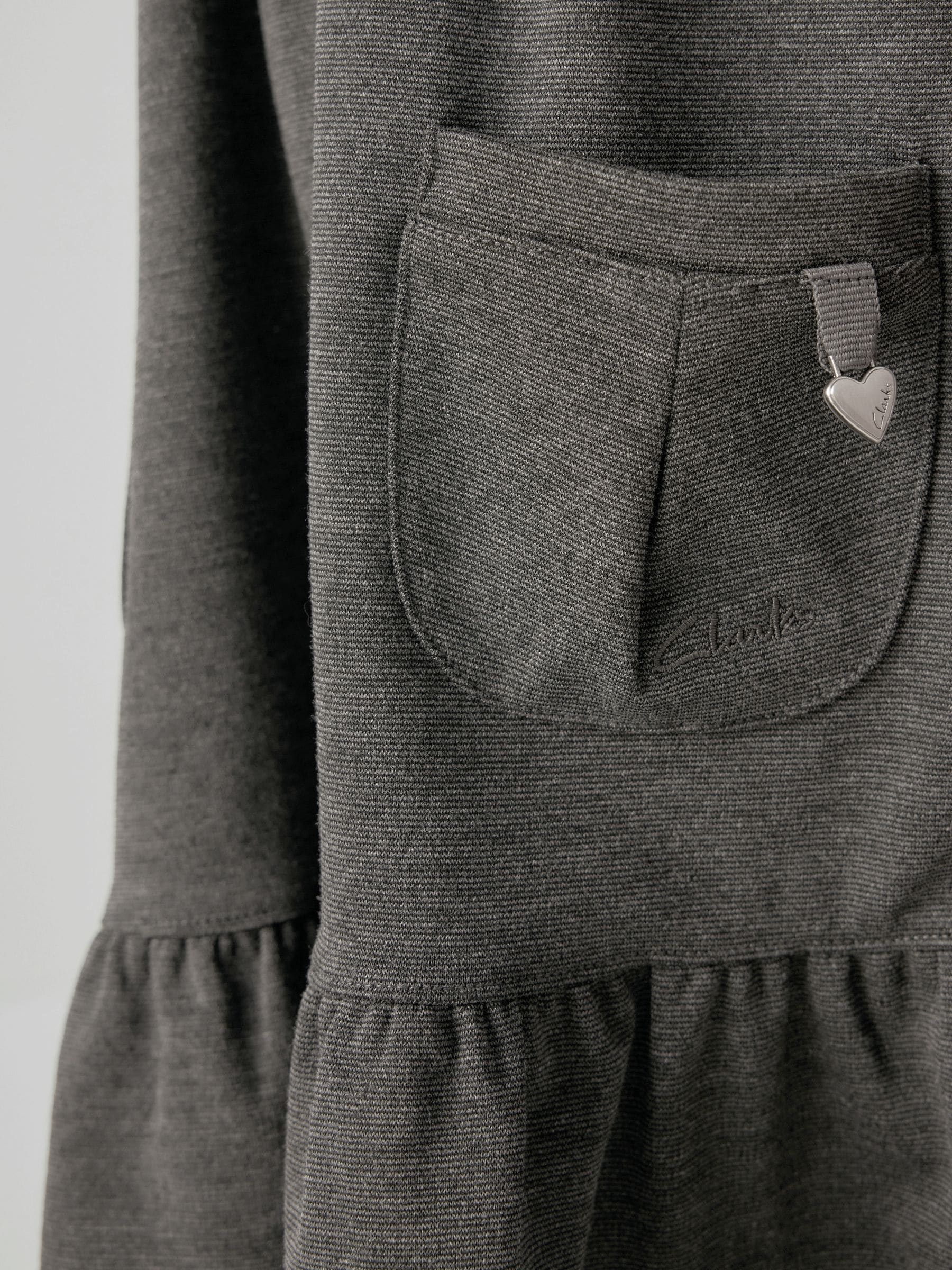 Clarks Grey Girls Frill Ponte School Pinafore Dress image 6