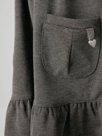 Clarks Grey Girls Frill Ponte School Pinafore Dress image 6