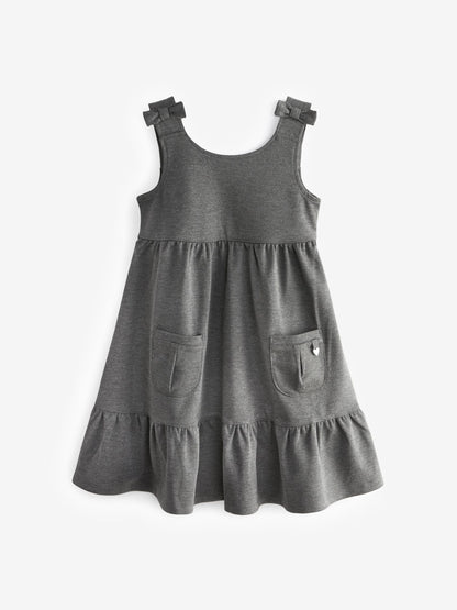 Clarks Grey Girls Frill Ponte School Pinafore Dress image 7