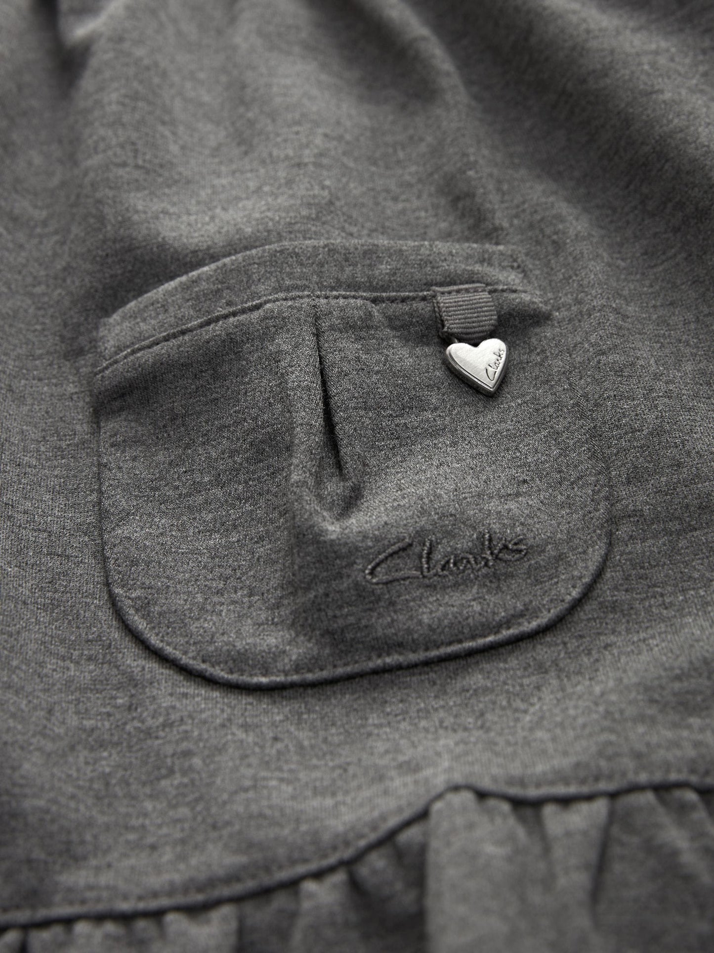 Clarks Grey Girls Frill Ponte School Pinafore Dress image 9
