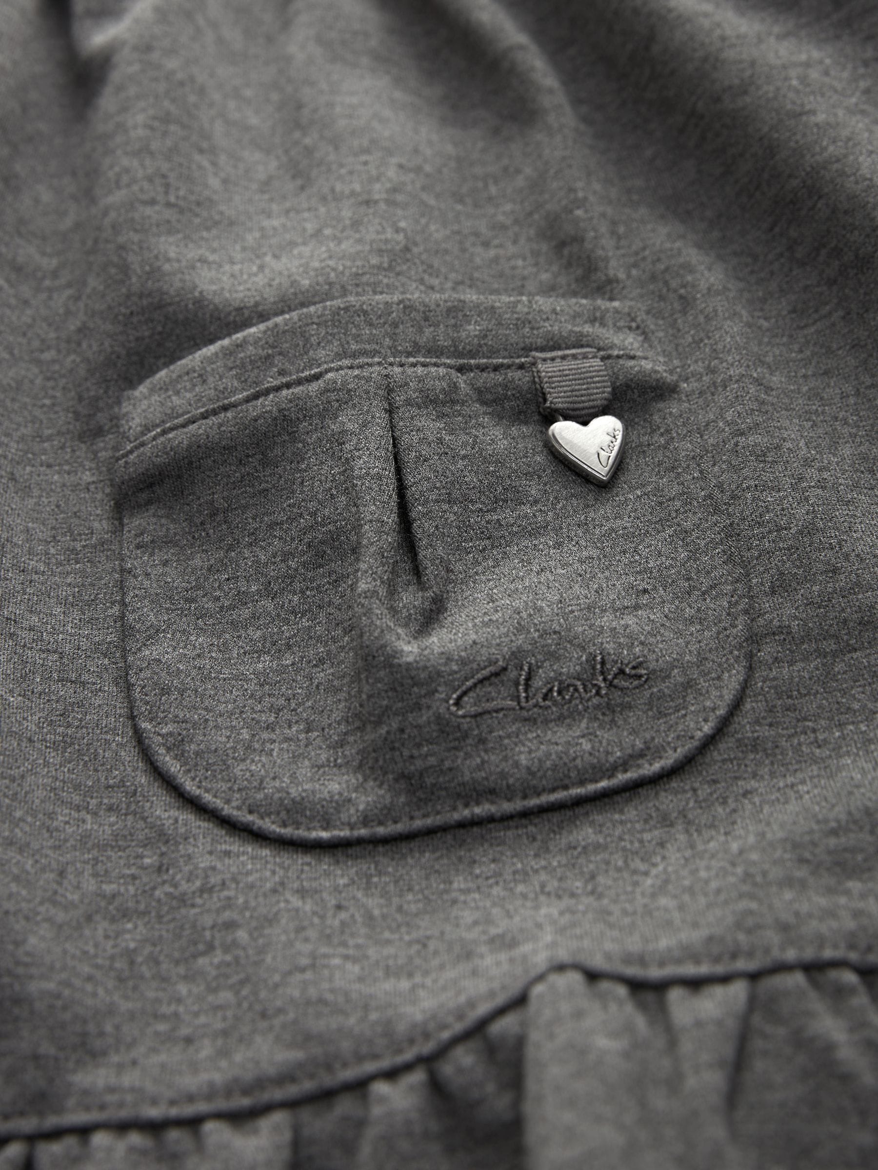 Clarks Grey Girls Frill Ponte School Pinafore Dress image 9