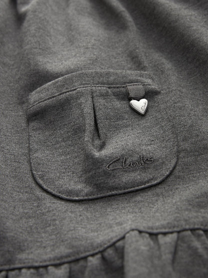 Clarks Grey Girls Frill Ponte School Pinafore Dress image 9