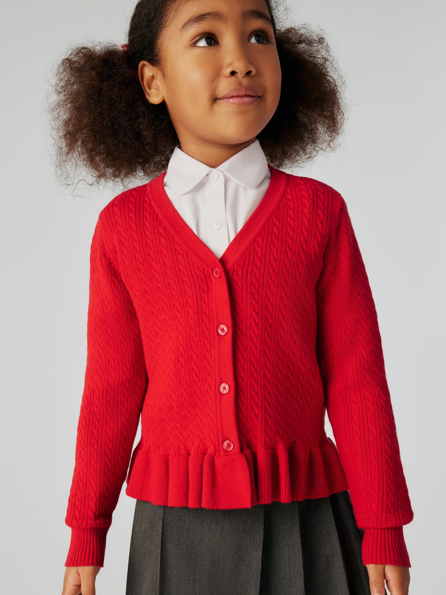 Dsiney Kidz - Clarks Red Cable Knit Frill School Cardigan image 1