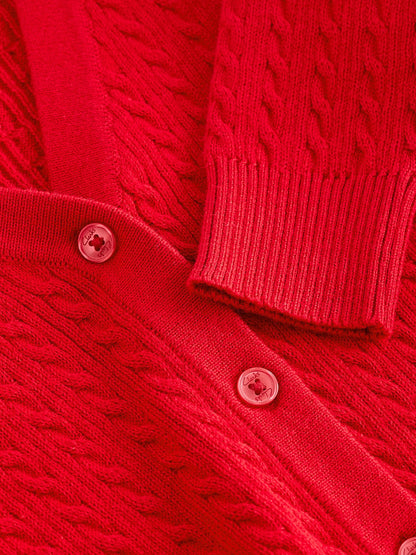 Dsiney Kidz - Clarks Red Cable Knit Frill School Cardigan image 10