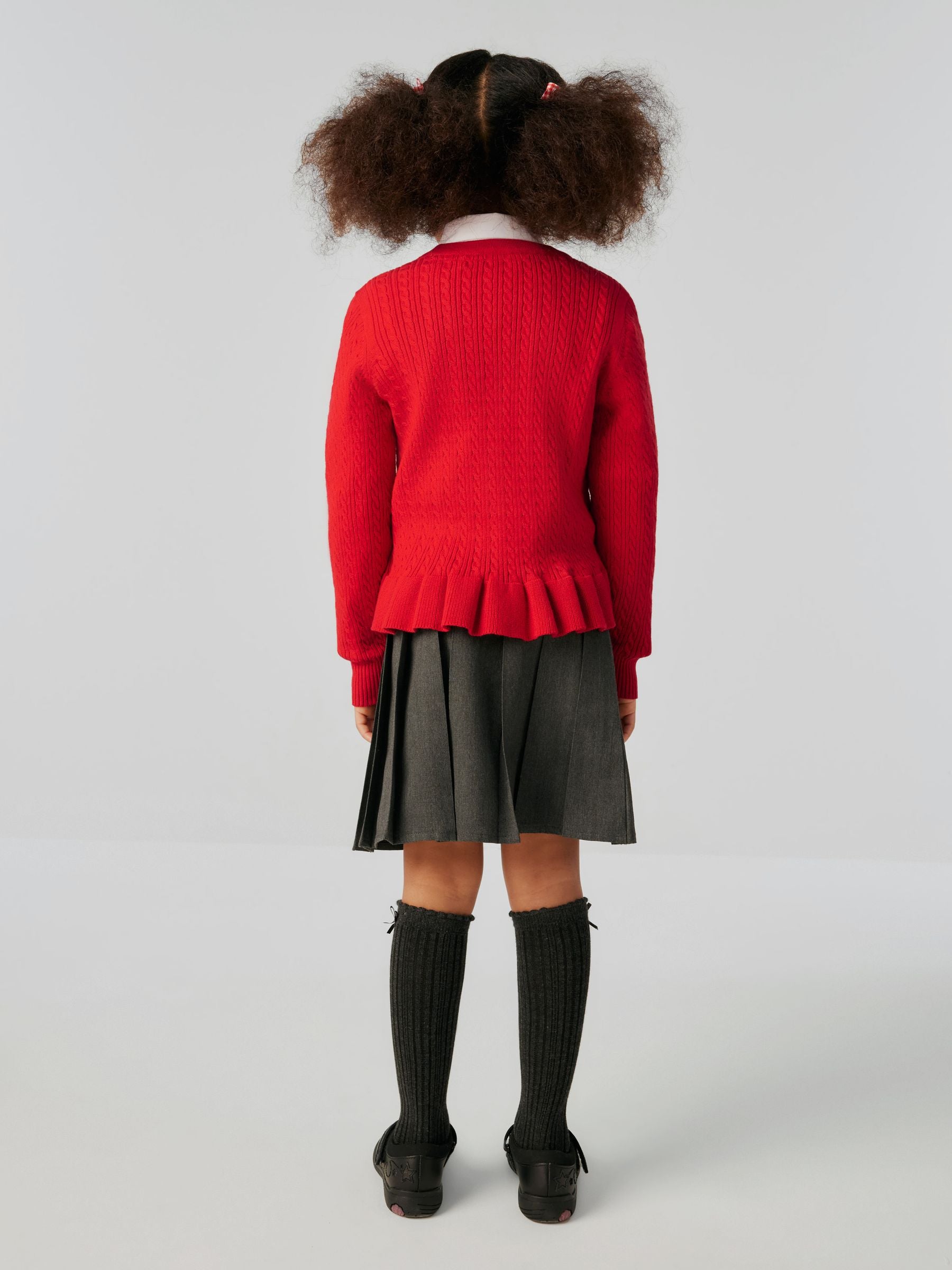 Dsiney Kidz - Clarks Red Cable Knit Frill School Cardigan image 2