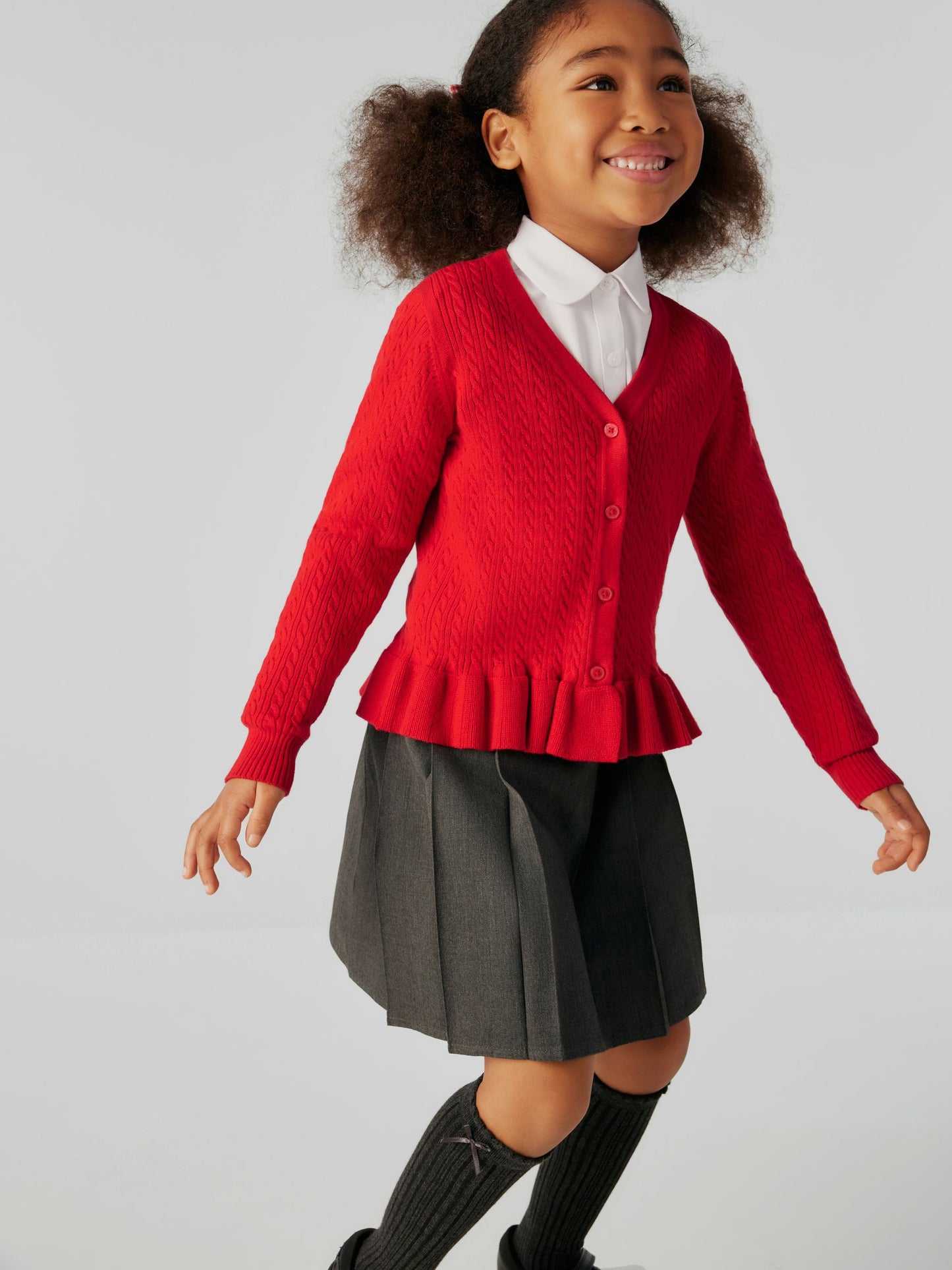 Dsiney Kidz - Clarks Red Cable Knit Frill School Cardigan image 3