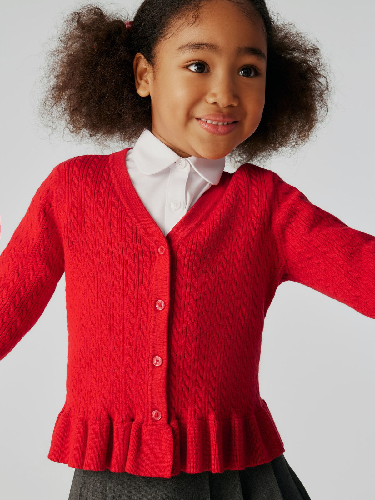 Dsiney Kidz - Clarks Red Cable Knit Frill School Cardigan image 4
