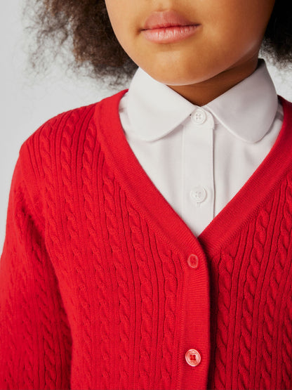 Dsiney Kidz - Clarks Red Cable Knit Frill School Cardigan image 5