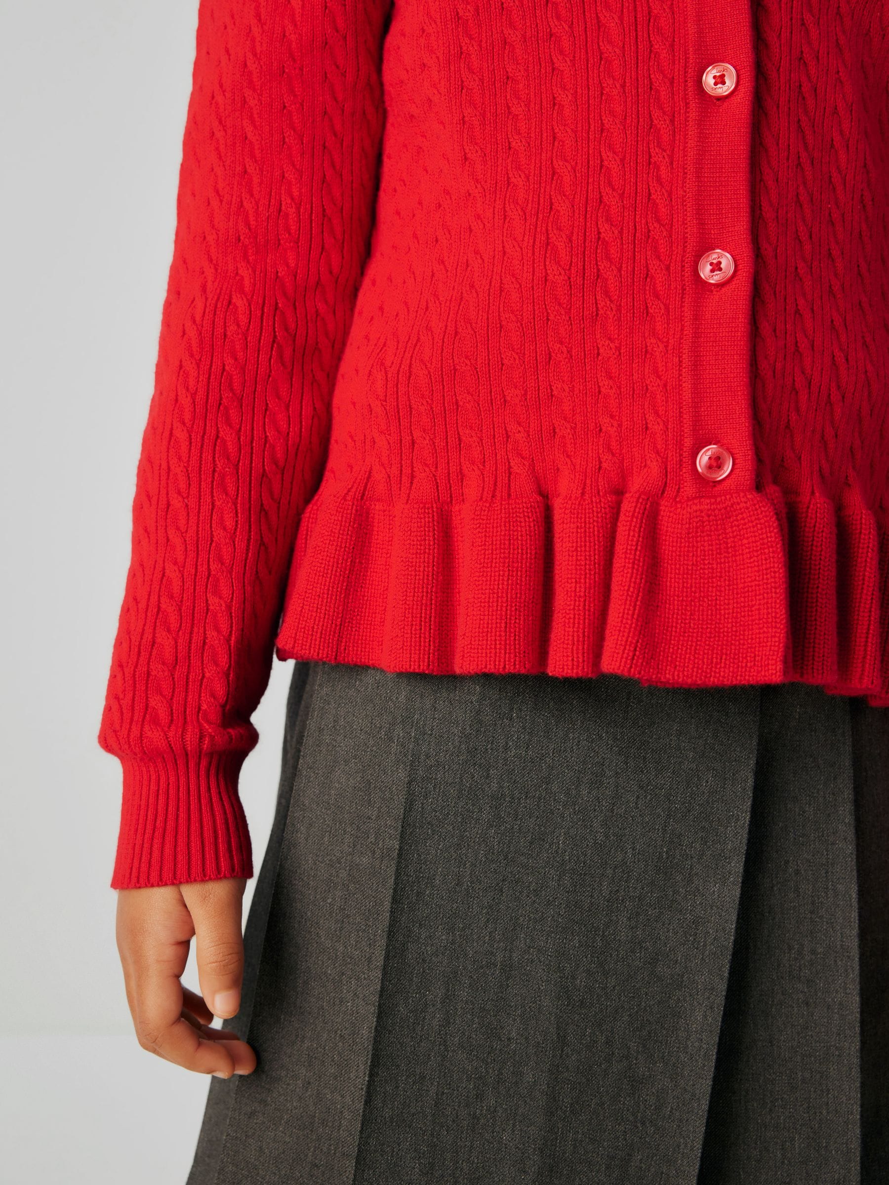 Dsiney Kidz - Clarks Red Cable Knit Frill School Cardigan image 6