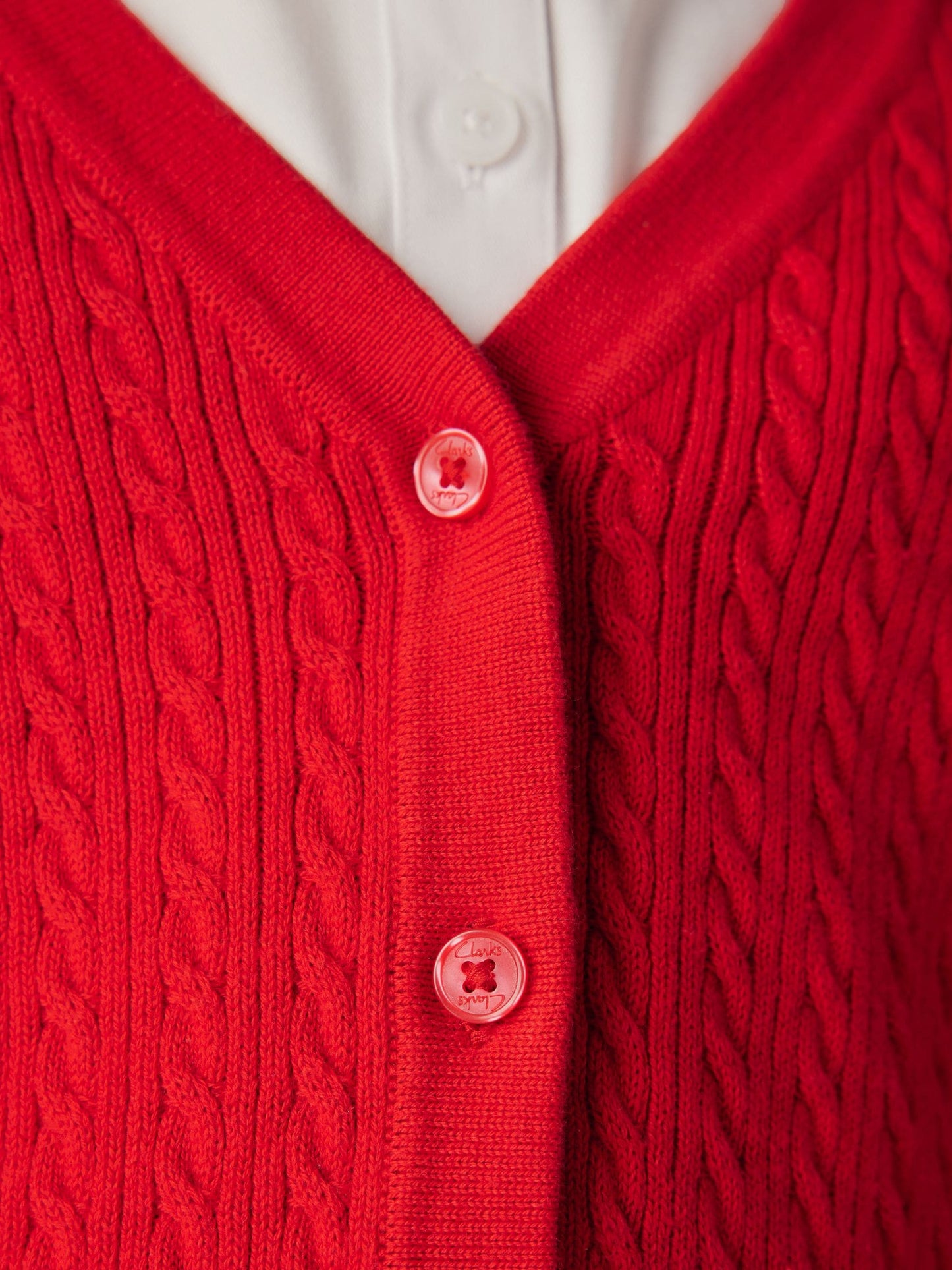 Dsiney Kidz - Clarks Red Cable Knit Frill School Cardigan image 7