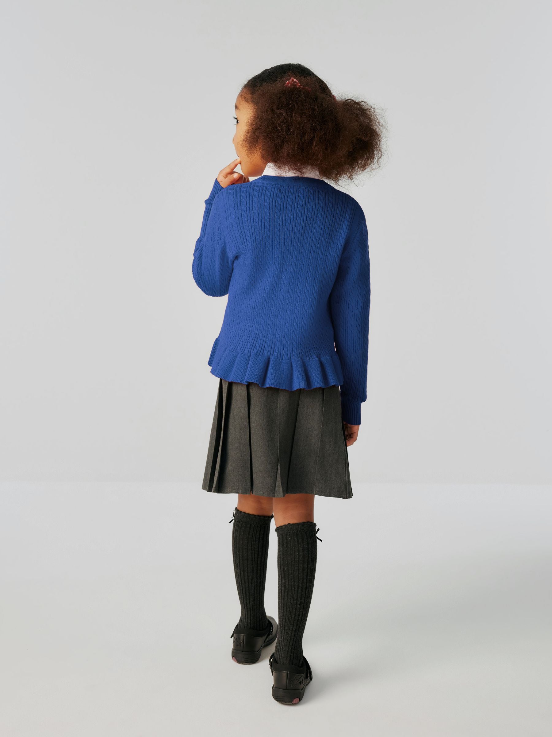 Dsiney Kidz - Clarks Blue Cable Knit Frill School Cardigan image 3