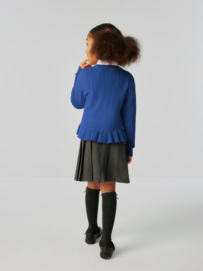 Dsiney Kidz - Clarks Blue Cable Knit Frill School Cardigan image 3