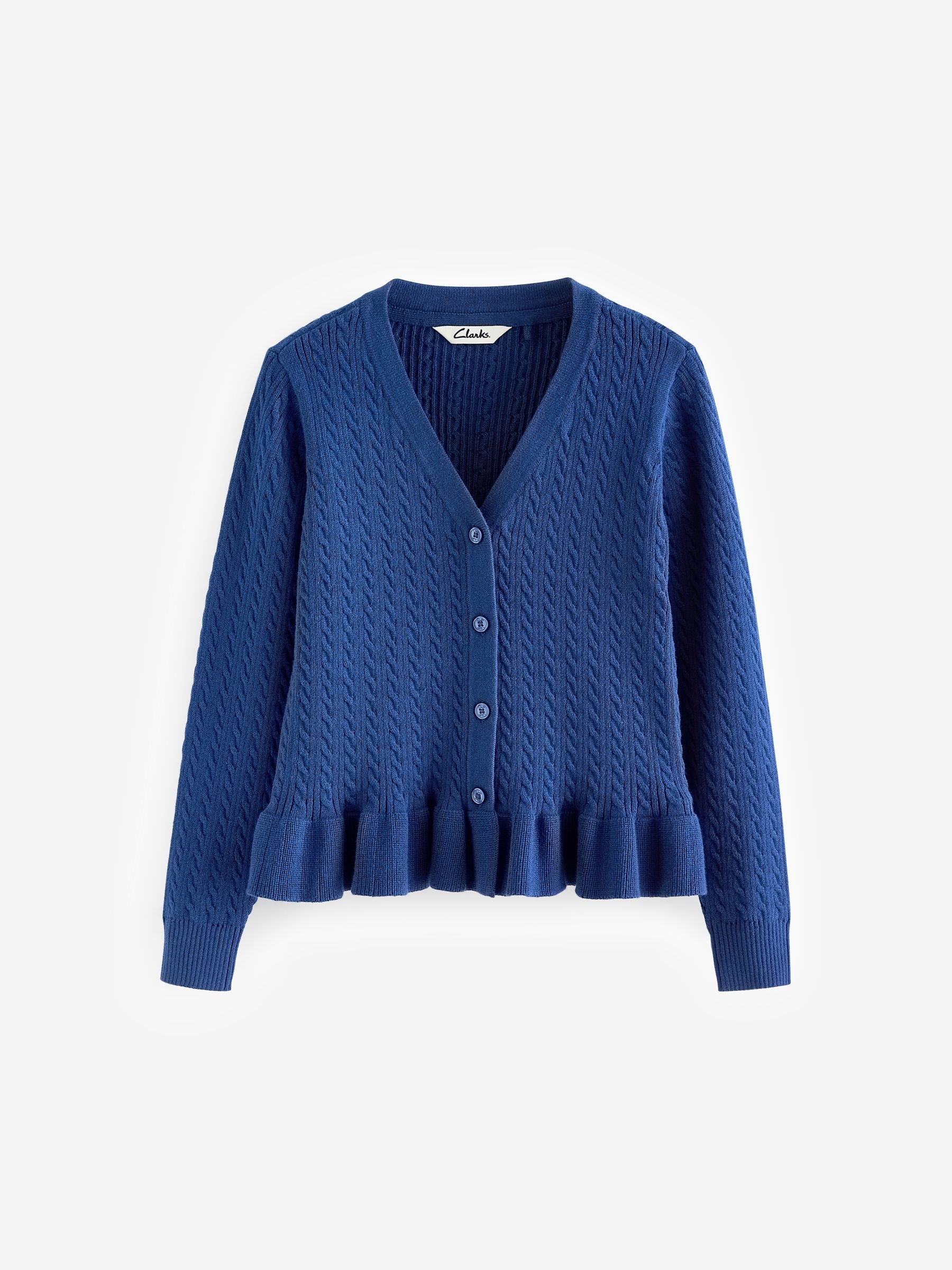 Dsiney Kidz - Clarks Blue Cable Knit Frill School Cardigan image 5