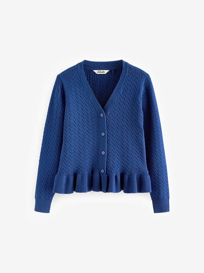 Dsiney Kidz - Clarks Blue Cable Knit Frill School Cardigan image 5