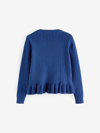 Dsiney Kidz - Clarks Blue Cable Knit Frill School Cardigan image 6