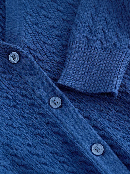 Dsiney Kidz - Clarks Blue Cable Knit Frill School Cardigan image 7